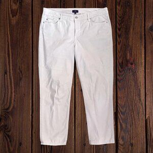 NYDJ Stella Slimming Stretch Off-White Cream Tapered Ankle Jeans Women's 12